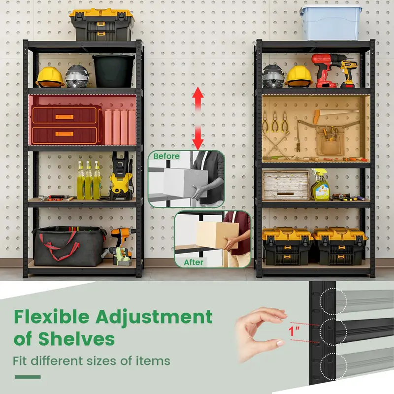 Five-Tier Adjustable Garage Shelving Unit – Heavy-Duty Multi-Use Storage System