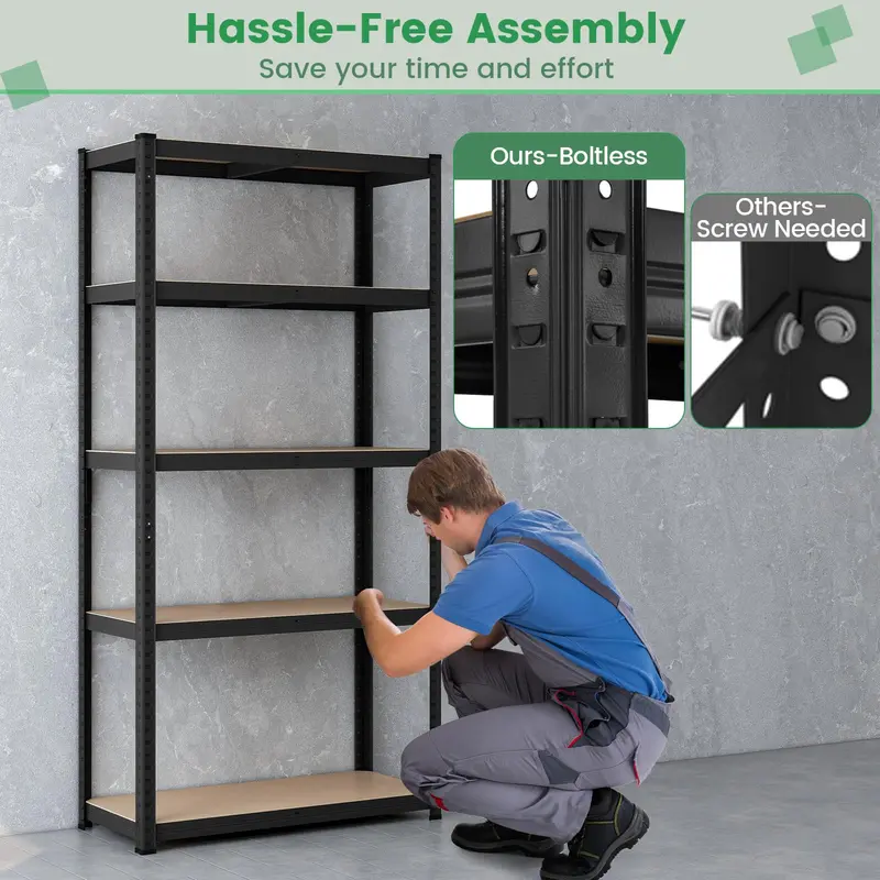 Five-Tier Adjustable Garage Shelving Unit – Heavy-Duty Multi-Use Storage System