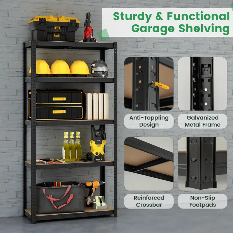 Five-Tier Adjustable Garage Shelving Unit – Heavy-Duty Multi-Use Storage System