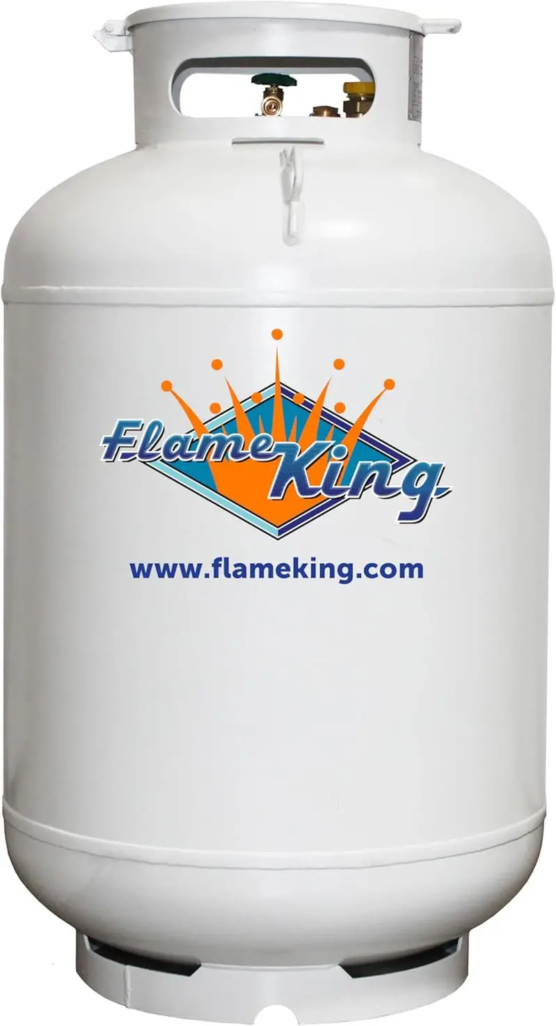 Flame King ASME-Certified Vertical Propane Tank – 420 lb Capacity, White Finish
