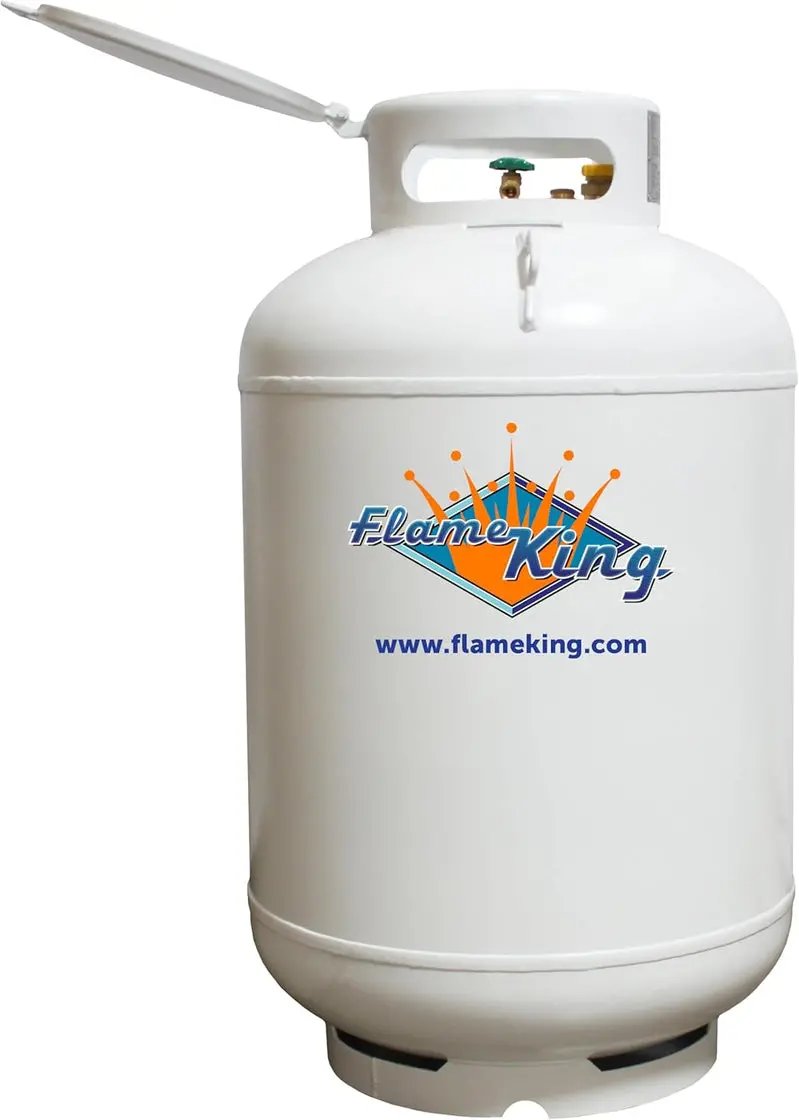 Flame King ASME-Certified Vertical Propane Tank – 420 lb Capacity, White Finish