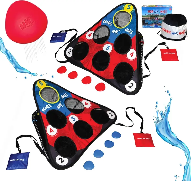 Floating Pool Game – Combines Stone Skipping & Cornhole for Fun in Water, Lakes or Pools