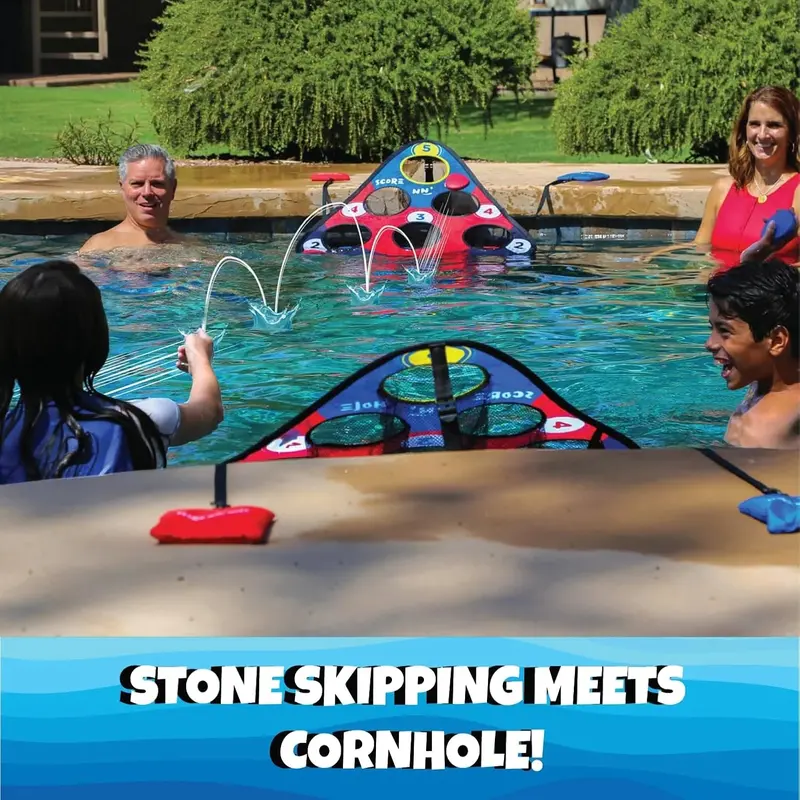 Floating Pool Game – Combines Stone Skipping & Cornhole for Fun in Water, Lakes or Pools