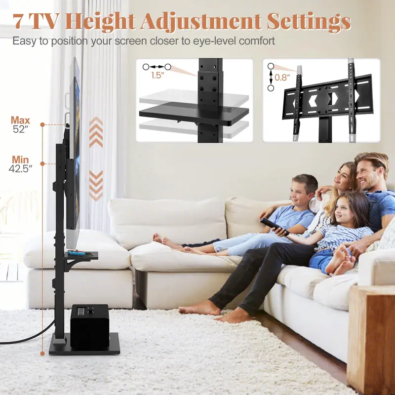 Floor-Standing TV Console — Power-Integrated Stand for 32–70" Screens (Up to 110 lbs)