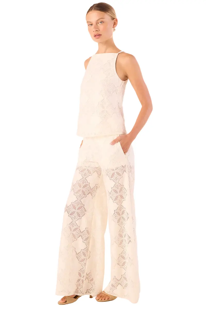 Floral Lace Square-Neck Blouse – Feminine, Semi-Sheer Top with Delicate Embroidery Detailing