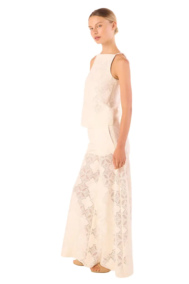 Floral Lace Square-Neck Blouse – Feminine, Semi-Sheer Top with Delicate Embroidery Detailing