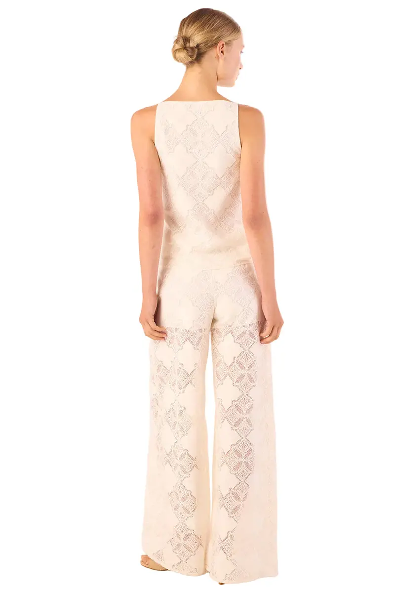 Floral Lace Square-Neck Blouse – Feminine, Semi-Sheer Top with Delicate Embroidery Detailing