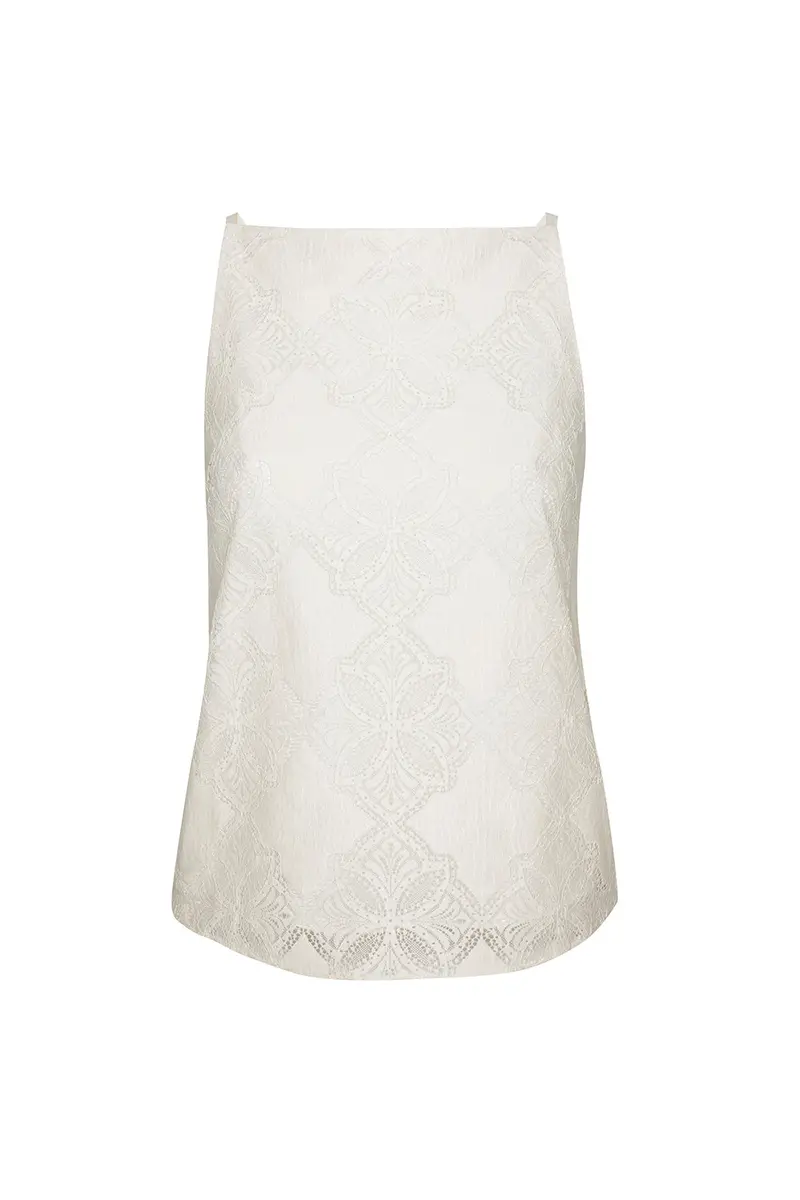 Floral Lace Square-Neck Blouse – Feminine, Semi-Sheer Top with Delicate Embroidery Detailing