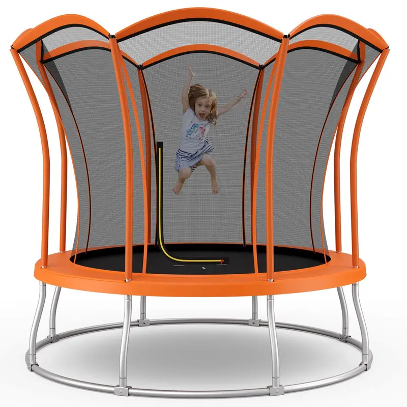 Flower-Shaped Outdoor Trampoline, ASTM-Approved 8-Foot or 10-Foot Round Bounce Platform