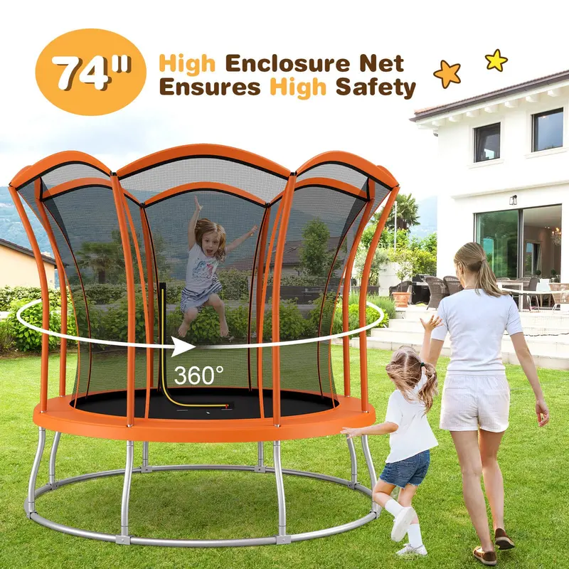 Flower-Shaped Outdoor Trampoline, ASTM-Approved 8-Foot or 10-Foot Round Bounce Platform 2