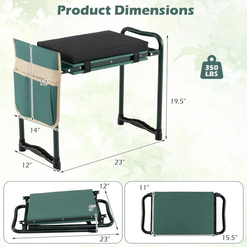 Foldable 11-Inch Garden Kneeler and Seat for Seniors