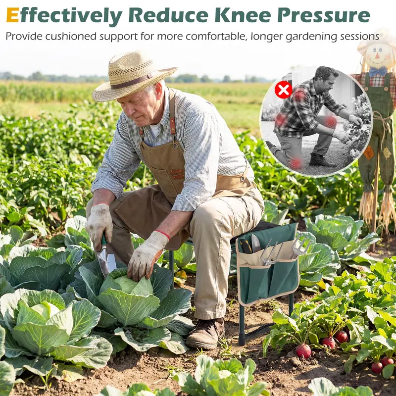 Foldable 11-Inch Garden Kneeler and Seat for Seniors