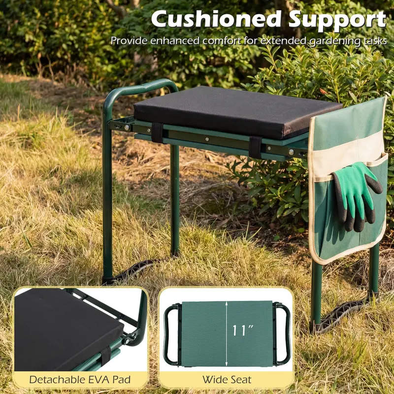 Foldable 11-Inch Garden Kneeler and Seat for Seniors