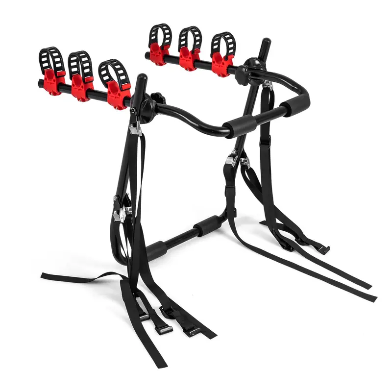Foldable 3-Bike Trunk-Mount Carrier – Compact Carbon Steel Rack for Sedans & SUVs