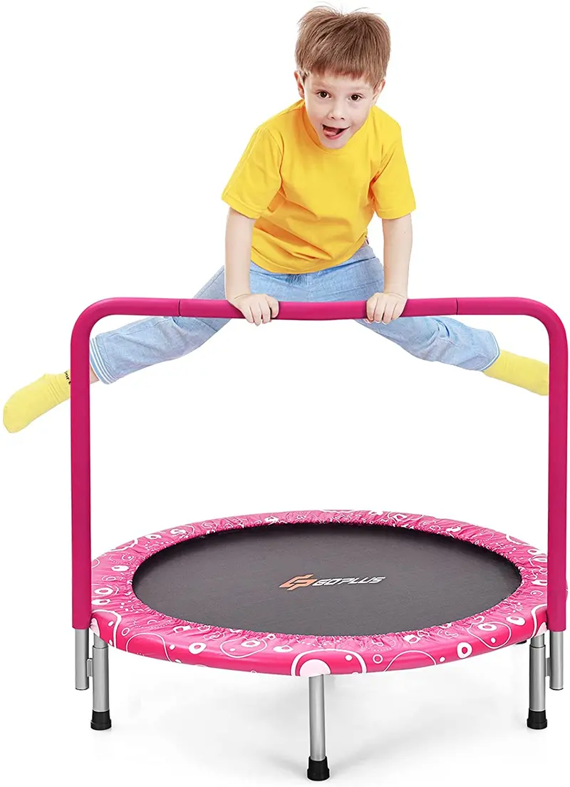 Foldable 36-Inch Kids Trampoline – Enclosed Handle, Safety Pad & Compact Rebounder