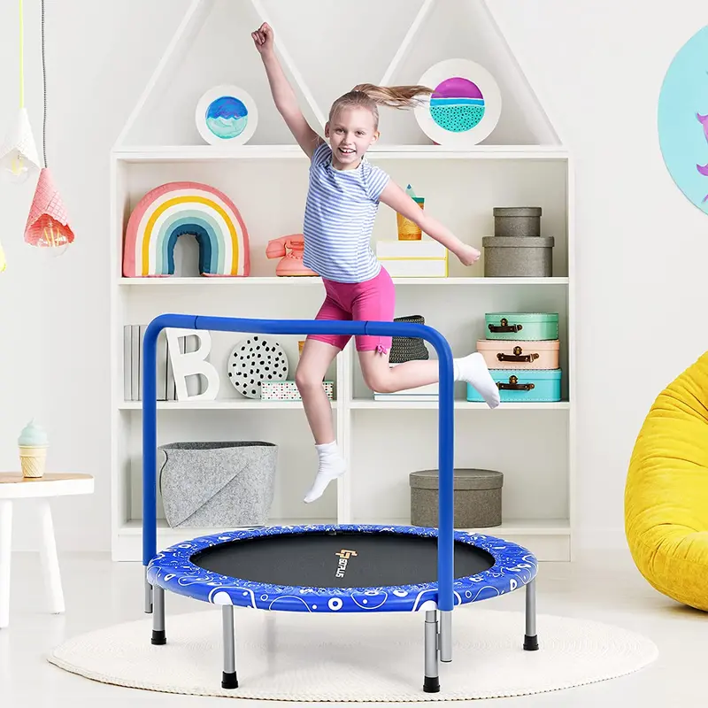 Foldable 36-Inch Kids Trampoline – Enclosed Handle, Safety Pad & Compact Rebounder