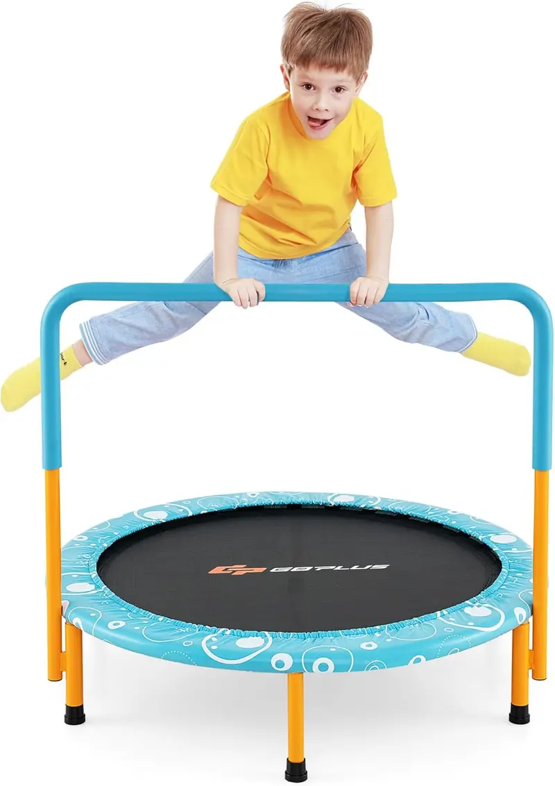 Foldable 36-Inch Kids Trampoline – Enclosed Handle, Safety Pad & Compact Rebounder