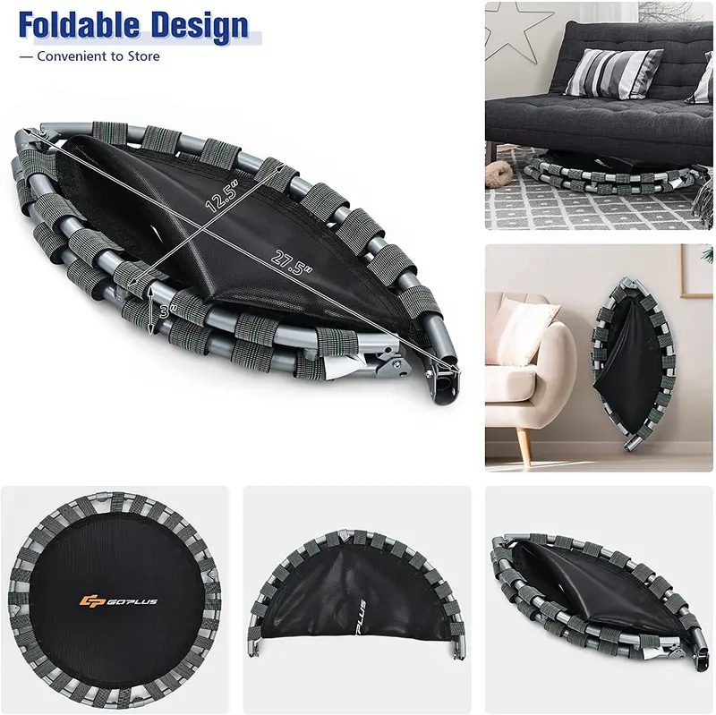 Foldable 36-Inch Kids Trampoline – Enclosed Handle, Safety Pad & Compact Rebounder