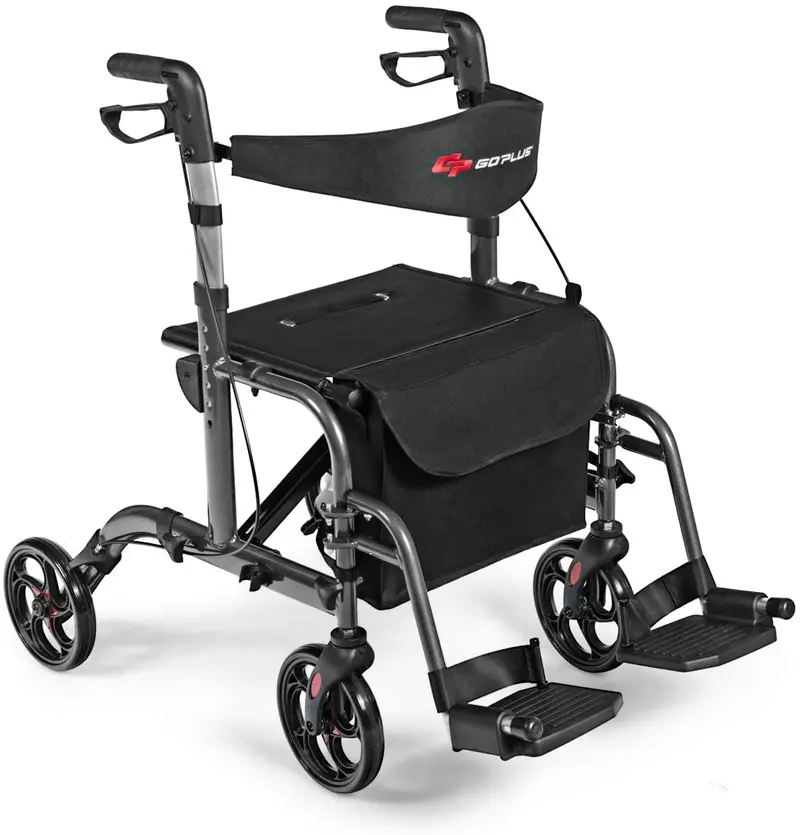 Foldable 4-Wheel Rollator Walker – Dual-Function Mobility Aid with Built-in Seat 1