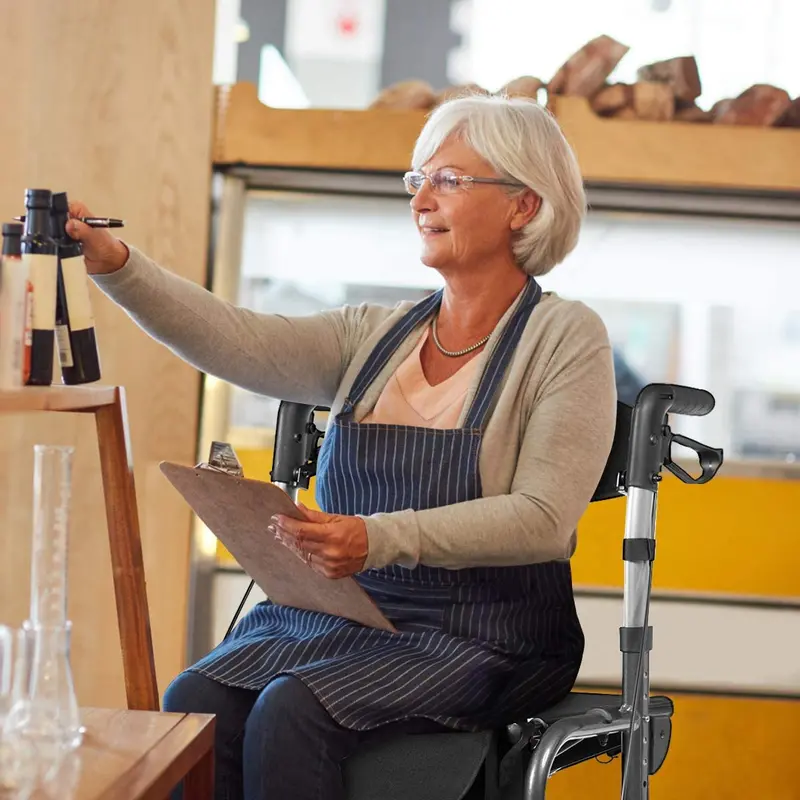 Foldable 4-Wheel Rollator Walker – Dual-Function Mobility Aid with Built-in Seat