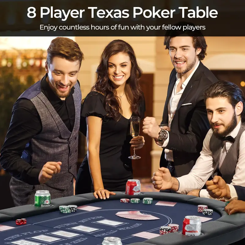 Foldable 8-Player Poker Table – 72-Inch Surface with Reinforced Metal Cup Holders 2
