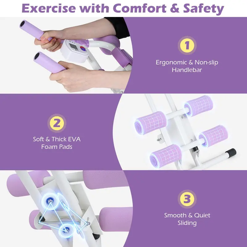 Foldable Ab Trainer with 6 Adjustable Angles and Digital LCD Feedback