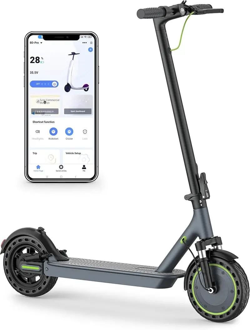 Foldable Adult Electric Scooter – 350W Motor, 8.5" Solid Tires, 19mph, 21–23 Mile Range, App Control