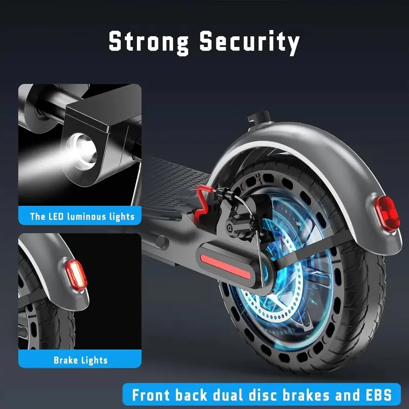 Foldable Adult Electric Scooter – 350W Motor, 8.5" Solid Tires, 19mph, 21–23 Mile Range, App Control
