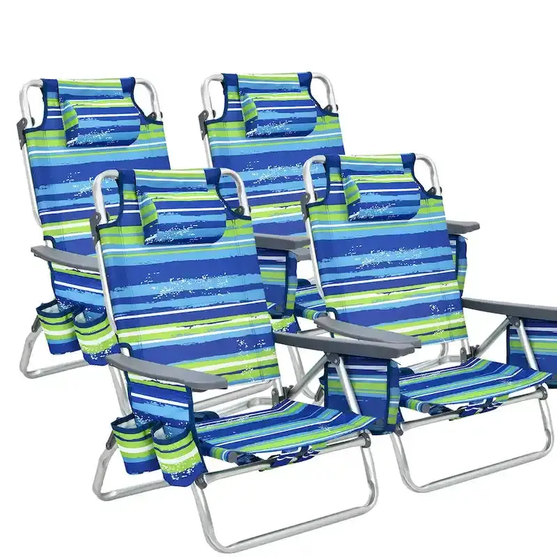 Foldable Backpack Beach Chairs – 4-Pack Lightweight Outdoor Seating with 5-Position Recline 2