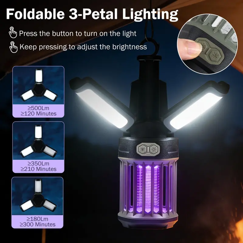 Foldable Camping Lantern – USB-C Rechargeable Outdoor Trap Light with Adjustable Brightness