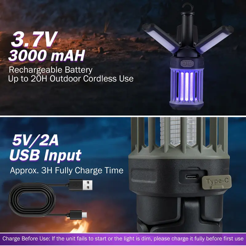 Foldable Camping Lantern – USB-C Rechargeable Outdoor Trap Light with Adjustable Brightness