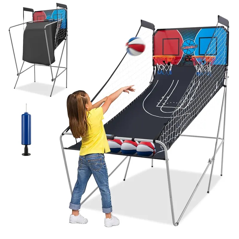 Foldable Dual-Player Basketball Arcade Game for Home or Office