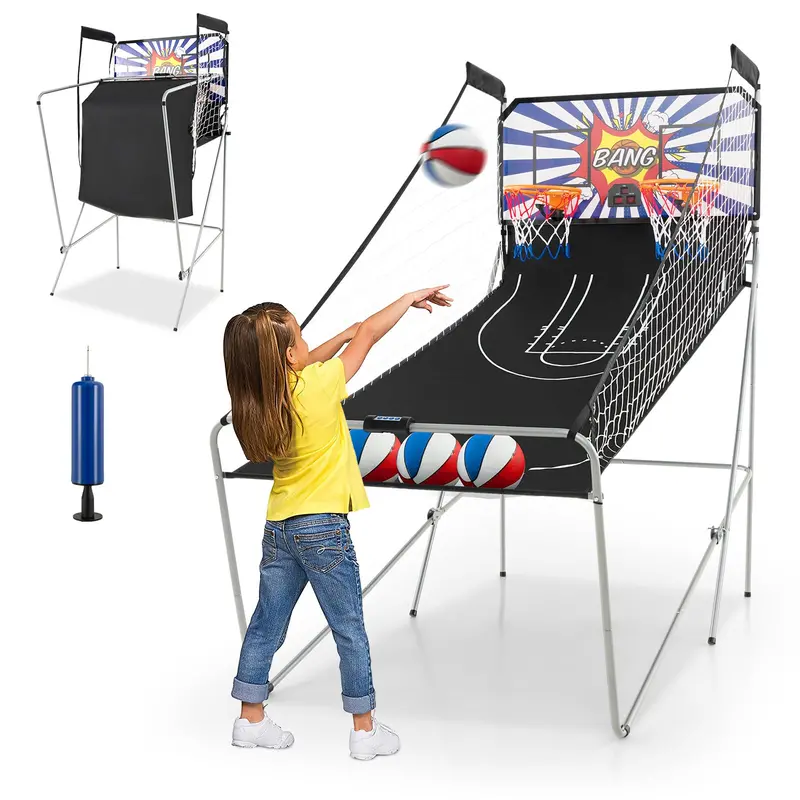 Foldable Dual-Player Basketball Arcade Game for Home or Office