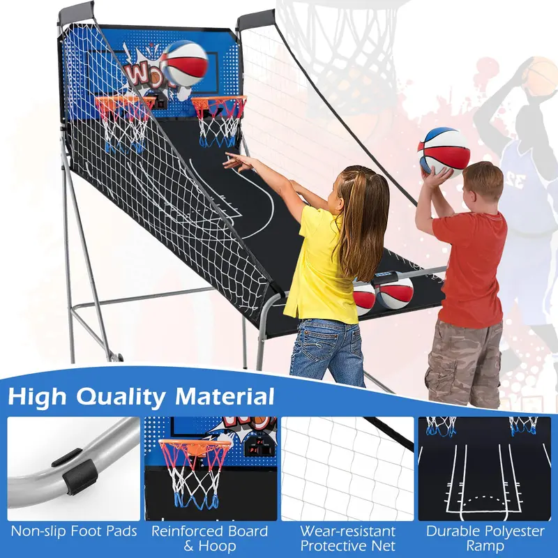 Foldable Dual-Player Basketball Arcade Game for Home or Office