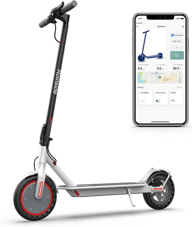 Foldable Electric Scooter for Adults – 350W Motor, 19 MPH Top Speed, 21–23 Mile Range, 8.5" Solid Tires, Dual Braking, and App Integration