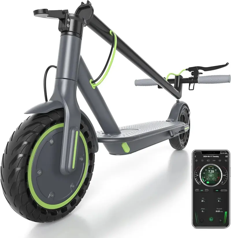 Foldable Electric Scooter for Adults – 350W Motor, 19 MPH Top Speed, 21–23 Mile Range, 8.5" Solid Tires, Dual Braking, and App Integration
