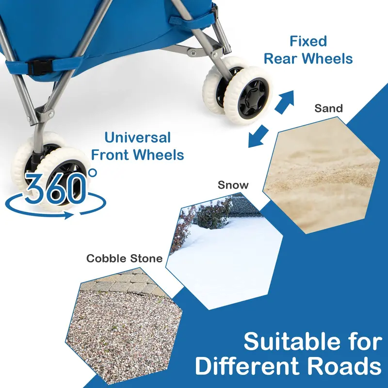 Foldable Grocery Cart with Removable Oxford Cloth Liner and Smooth-Rolling Wheels