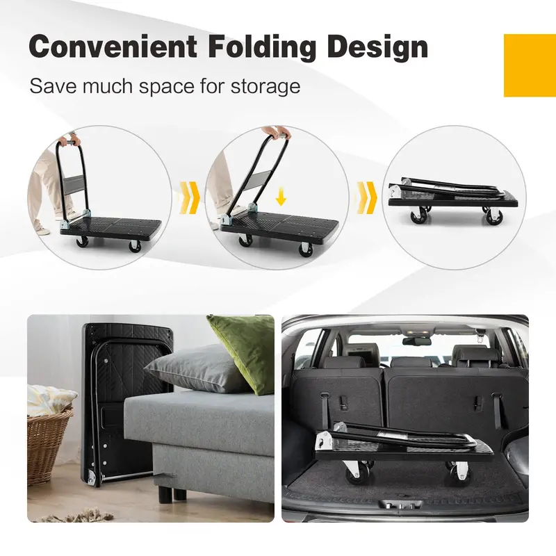Foldable Hand Truck Dolly, 440-LB Load Capacity Moving Platform (28" x 19")