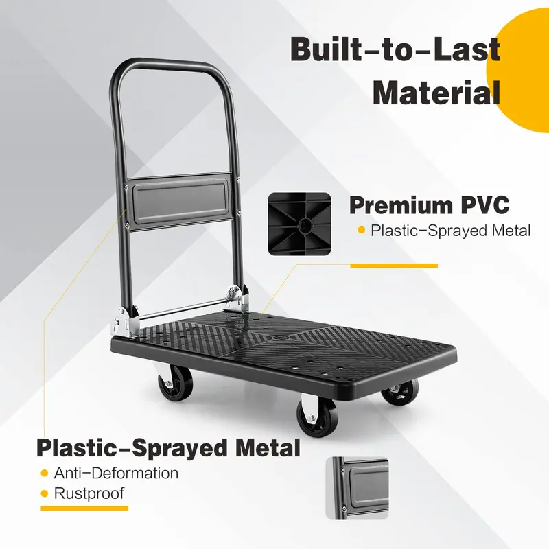 Foldable Hand Truck Dolly, 440-LB Load Capacity Moving Platform (28" x 19")