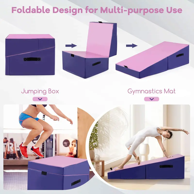 Foldable Incline Gymnastics Mat – Non-Slip Yoga & Training Mat with EPE Foam and Carry Handle