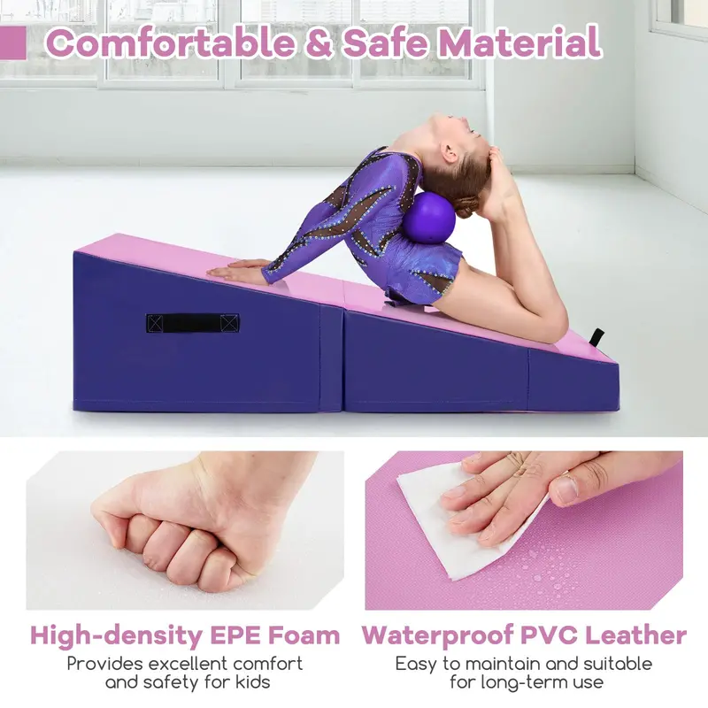 Foldable Incline Gymnastics Mat – Non-Slip Yoga & Training Mat with EPE Foam and Carry Handle