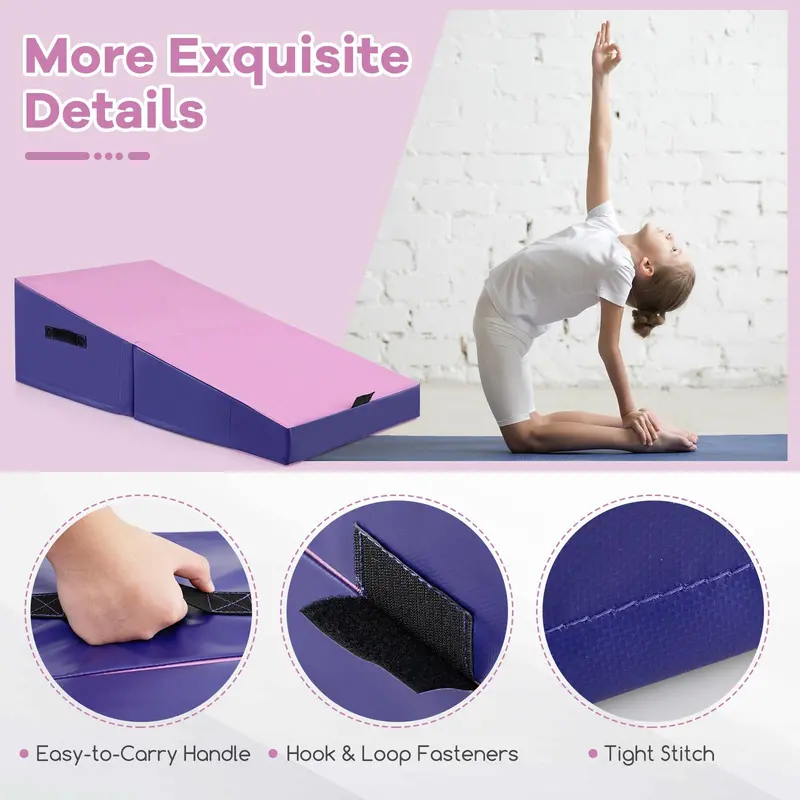 Foldable Incline Gymnastics Mat – Non-Slip Yoga & Training Mat with EPE Foam and Carry Handle