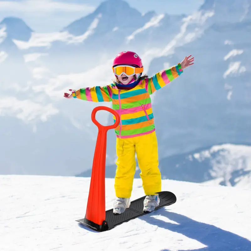 Foldable Ski Scooter with Ergonomic Grip Handle for Winter Fun on Snow or Ice 2
