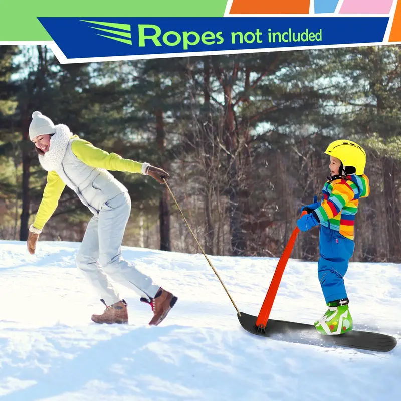Foldable Ski Scooter with Ergonomic Grip Handle for Winter Fun on Snow or Ice