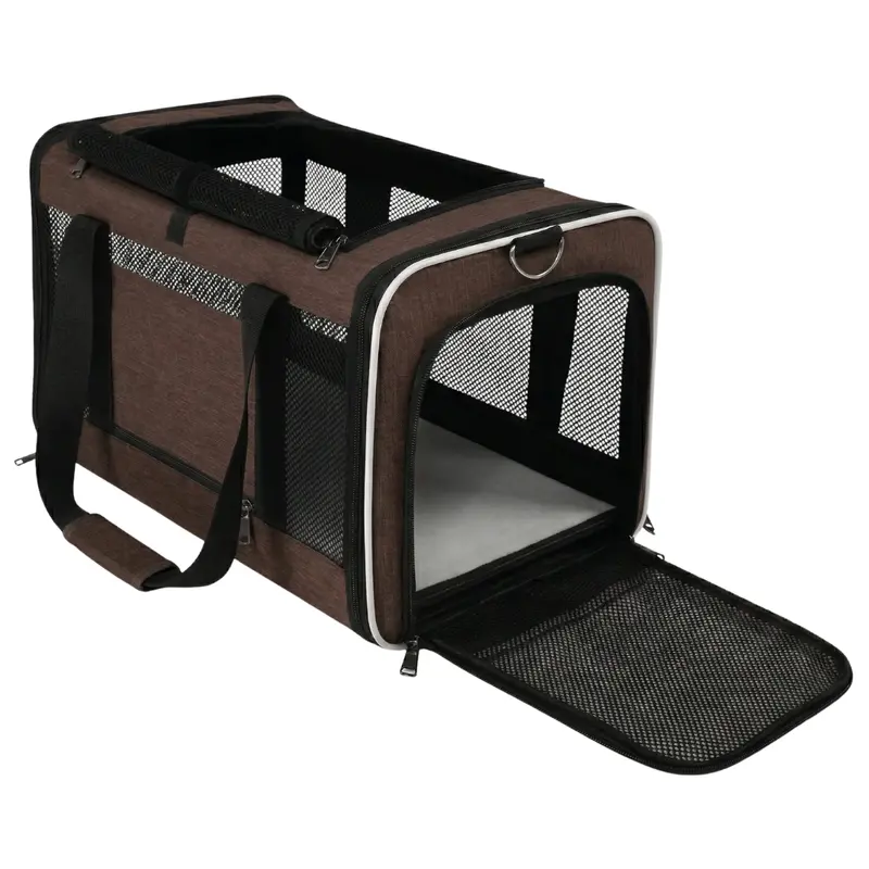 Foldable Soft Pet Carrier with Top/Side Access and Ventilated Panels