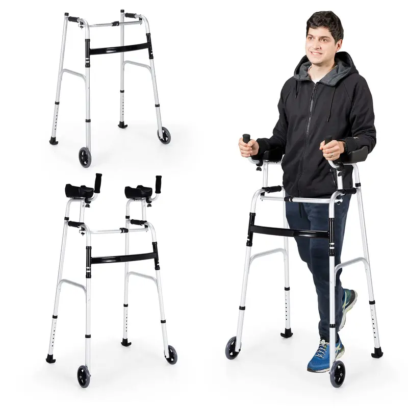 Foldable Standard Walker with Ergonomic Hand Grips and Rubber Tips 2