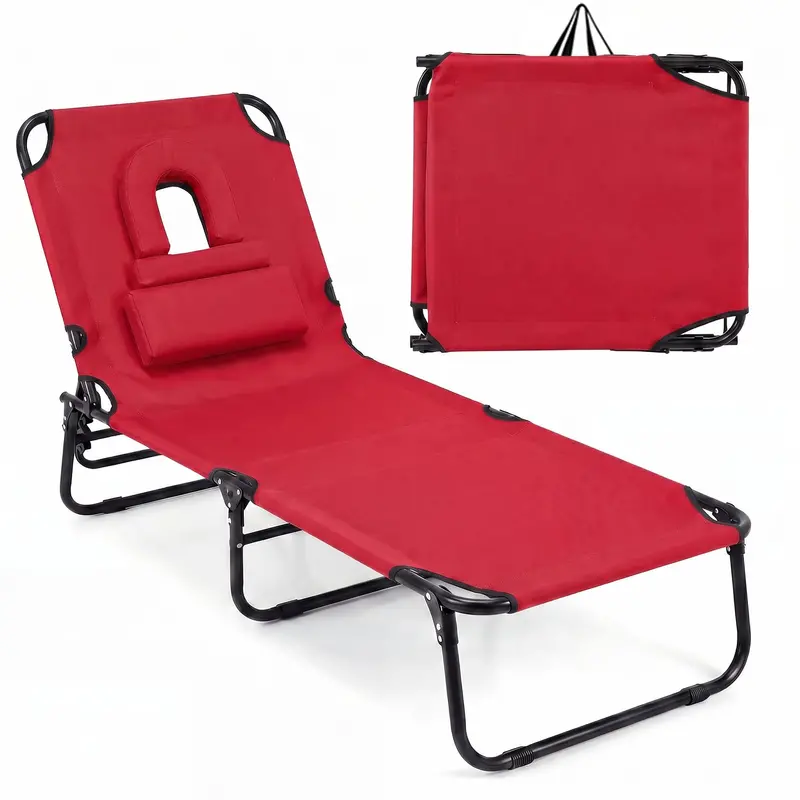 Foldable Tanning Chair with Face Opening – Portable Beach Lounge for Sunbathing