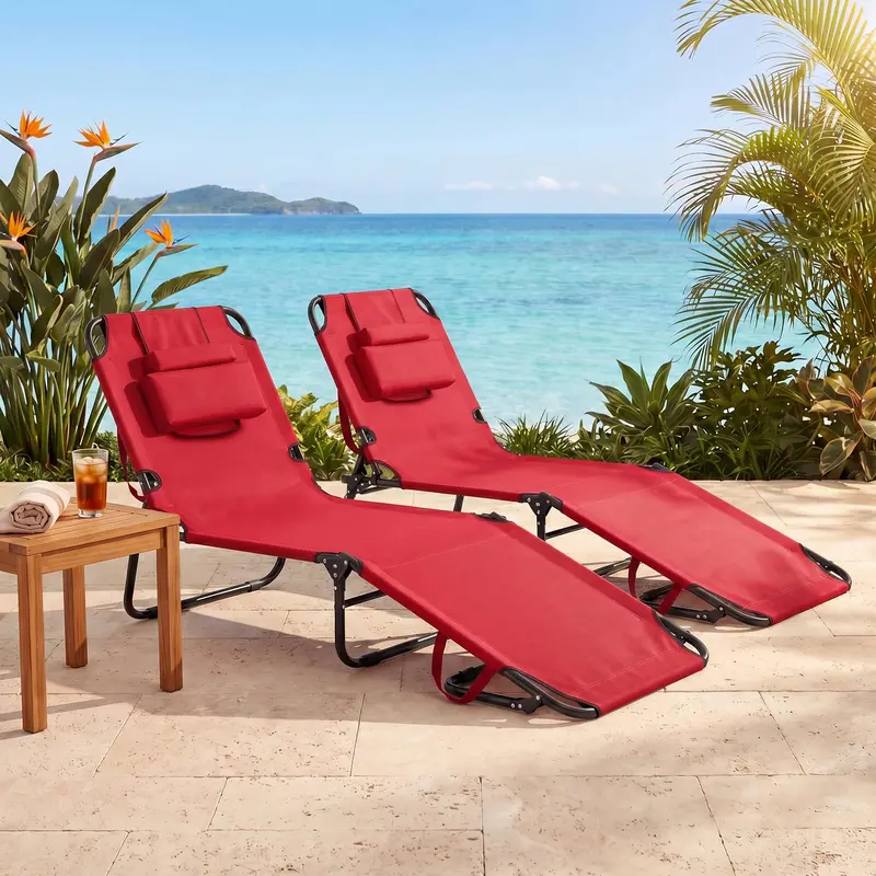 Foldable Tanning Chair with Face Opening – Portable Beach Lounge for Sunbathing 2