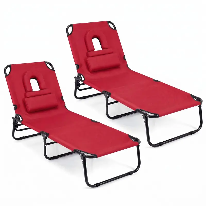 Foldable Tanning Chair with Face Opening – Portable Beach Lounge for Sunbathing