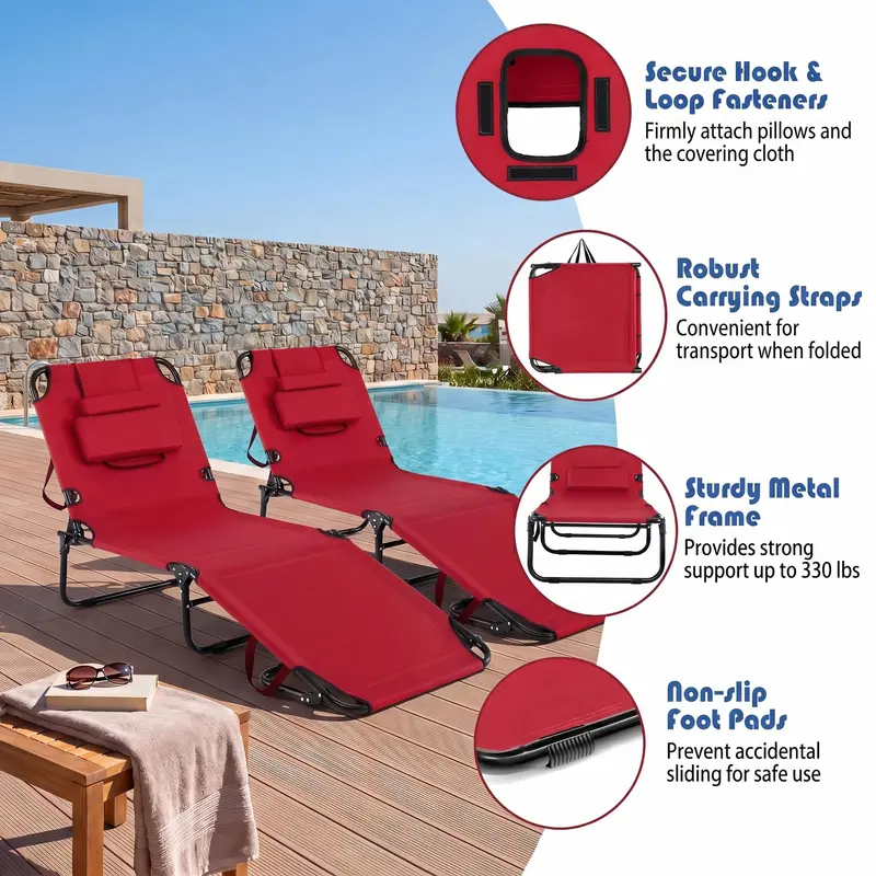 Foldable Tanning Chair with Face Opening – Portable Beach Lounge for Sunbathing